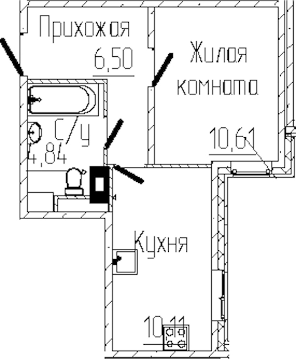1-комнатная квартира 32.06 м², 5/8 эт., ЖК «SERTOLOVO PARK»